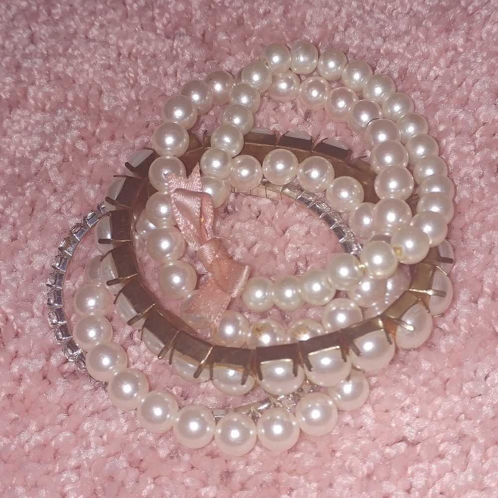 ♡Pearl & Diamond Bracelet 5 PACK
